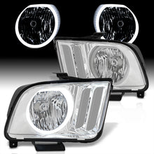 Load image into Gallery viewer, Ford Mustang 2005-2009 LED DRL Halo Headlights Chrome Housing Clear Len Clear Reflector (Halogen Models Only)
