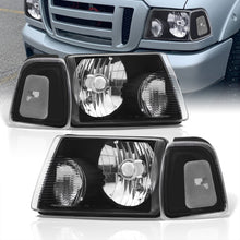 Load image into Gallery viewer, Ford Ranger 2001-2011 Factory Style Headlights + Corners Black Housing Clear Len Clear Reflector
