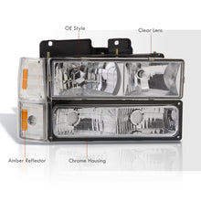Load image into Gallery viewer, GMC C/K 1500 2500 3500 1994-2000 Factory Style Headlights + Bumpers + Corners Chrome Housing Clear Len Amber Reflector
