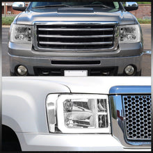 Load image into Gallery viewer, GMC Sierra 1500 2007-2013 / 2500HD 3500HD 2007-2014 LED DRL Bar Factory Style Headlights Chrome Housing Clear Len Clear Reflector
