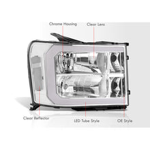 Load image into Gallery viewer, GMC Sierra 1500 2007-2013 / 2500HD 3500HD 2007-2014 LED DRL Bar Factory Style Headlights Chrome Housing Clear Len Clear Reflector
