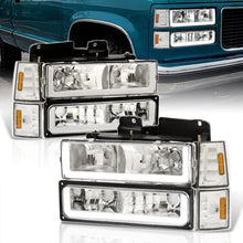Load image into Gallery viewer, GMC C/K 1500 2500 3500 1994-2000 LED DRL Bar Factory Style Headlights + Bumpers + Corners Chrome Housing Clear Len Amber Reflector
