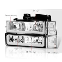 Load image into Gallery viewer, GMC C/K 1500 2500 3500 1994-2000 LED DRL Bar Factory Style Headlights + Bumpers + Corners Chrome Housing Clear Len Clear Reflector
