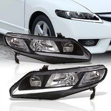 Load image into Gallery viewer, Honda Civic Sedan 2006-2011 LED DRL Bar Factory Style Headlights Black Housing Clear Len Clear Reflector
