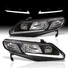 Load image into Gallery viewer, Honda Civic Sedan 2006-2011 LED DRL Bar Factory Style Headlights Black Housing Clear Len Clear Reflector
