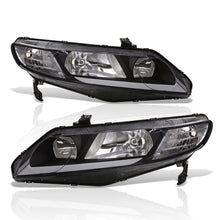 Load image into Gallery viewer, Honda Civic Sedan 2006-2011 LED DRL Bar Factory Style Headlights Black Housing Clear Len Clear Reflector
