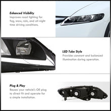 Load image into Gallery viewer, Honda Civic Sedan 2006-2011 LED DRL Bar Factory Style Headlights Black Housing Clear Len Clear Reflector
