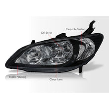 Load image into Gallery viewer, Honda Civic 2004-2005 Factory Style Headlights Black Housing Clear Len Clear Reflector
