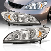 Load image into Gallery viewer, Honda Civic 2004-2005 Factory Style Headlights Chrome Housing Clear Len Amber Reflector
