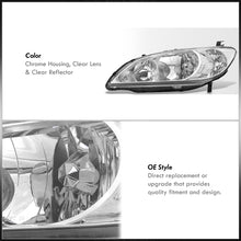 Load image into Gallery viewer, Honda Civic 2004-2005 Factory Style Headlights Chrome Housing Clear Len Clear Reflector
