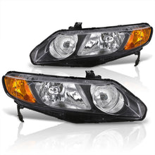 Load image into Gallery viewer, Honda Civic Sedan 2006-2011 Factory Style Headlights Black Housing Clear Len Amber Reflector
