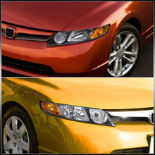 Load image into Gallery viewer, Honda Civic Sedan 2006-2011 Factory Style Headlights Black Housing Clear Len Amber Reflector
