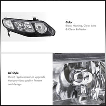 Load image into Gallery viewer, Honda Civic Sedan 2006-2011 Factory Style Headlights Black Housing Clear Len Clear Reflector
