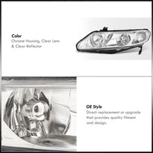 Load image into Gallery viewer, Honda Civic Sedan 2006-2011 Factory Style Headlights Chrome Housing Clear Len Clear Reflector
