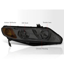 Load image into Gallery viewer, Honda Civic Sedan 2006-2011 Factory Style Headlights Chrome Housing Smoke Len Amber Reflector
