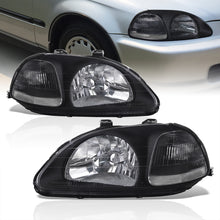 Load image into Gallery viewer, Honda Civic 1996-1998 Factory Style Headlights Black Housing Clear Len Clear Reflector

