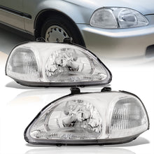 Load image into Gallery viewer, Honda Civic 1996-1998 Factory Style Headlights Chrome Housing Clear Len Clear Reflector
