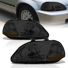 Load image into Gallery viewer, Honda Civic 1996-1998 Factory Style Headlights Chrome Housing Smoke Len Amber Reflector
