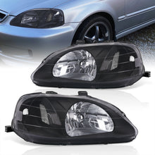 Load image into Gallery viewer, Honda Civic 1999-2000 Factory Style Headlights Black Housing Clear Len Clear Reflector
