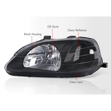 Load image into Gallery viewer, Honda Civic 1999-2000 Factory Style Headlights Black Housing Clear Len Clear Reflector
