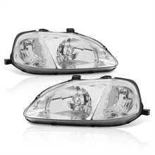 Load image into Gallery viewer, Honda Civic 1999-2000 Factory Style Headlights Chrome Housing Clear Len Clear Reflector
