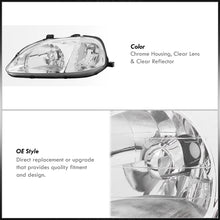 Load image into Gallery viewer, Honda Civic 1999-2000 Factory Style Headlights Chrome Housing Clear Len Clear Reflector
