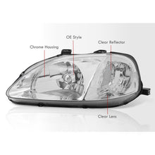 Load image into Gallery viewer, Honda Civic 1999-2000 Factory Style Headlights Chrome Housing Clear Len Clear Reflector
