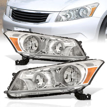 Load image into Gallery viewer, Honda Accord Sedan 2008-2012 Factory Style Headlights Chrome Housing Clear Len Amber Reflector
