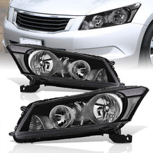 Load image into Gallery viewer, Honda Accord Sedan 2008-2012 Factory Style Headlights Black Housing Clear Len Clear Reflector
