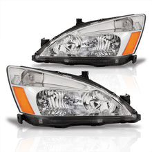 Load image into Gallery viewer, Honda Accord 2003-2007 Factory Style Headlights Chrome Housing Clear Len Amber Reflector
