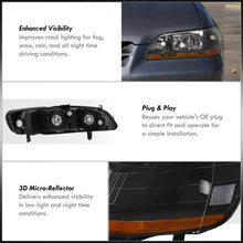 Load image into Gallery viewer, Honda Accord 1998-2002 Factory Style Headlights Black Housing Clear Len Amber Reflector
