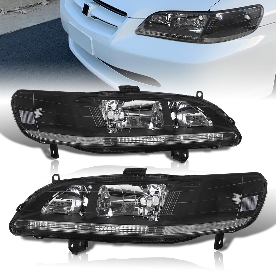 Honda Accord 1998-2002 Factory Style Headlights Black Housing Clear Len Clear Reflector