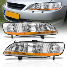 Load image into Gallery viewer, Honda Accord 1998-2002 Factory Style Headlights Chrome Housing Clear Len Amber Reflector
