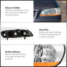 Load image into Gallery viewer, Honda Accord 1998-2002 Factory Style Headlights Chrome Housing Clear Len Amber Reflector
