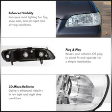 Load image into Gallery viewer, Honda Accord 1998-2002 Factory Style Headlights Chrome Housing Clear Len Clear Reflector
