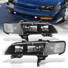 Load image into Gallery viewer, Honda Accord 1994-1997 Factory Style Headlights + Corners Black Housing Clear Len Clear Reflector
