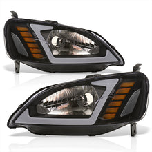 Load image into Gallery viewer, Honda Civic 2001-2003 Sequential LED DRL Bar Factory Style Headlights Black Housing Clear Len Clear Reflector

