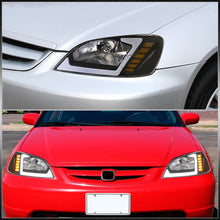 Load image into Gallery viewer, Honda Civic 2001-2003 Sequential LED DRL Bar Factory Style Headlights Black Housing Clear Len Clear Reflector
