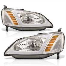 Load image into Gallery viewer, Honda Civic 2001-2003 Sequential LED DRL Bar Factory Style Headlights Chrome Housing Clear Len Clear Reflector
