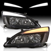 Load image into Gallery viewer, Honda Accord 2003-2007 LED DRL Bar Factory Style Headlights Black Housing Clear Len Clear Reflector
