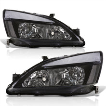 Load image into Gallery viewer, Honda Accord 2003-2007 LED DRL Bar Factory Style Headlights Black Housing Clear Len Clear Reflector
