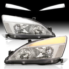 Load image into Gallery viewer, Honda Accord 2003-2007 LED DRL Bar Factory Style Headlights Chrome Housing Clear Len Clear Reflector
