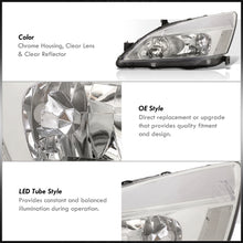 Load image into Gallery viewer, Honda Accord 2003-2007 LED DRL Bar Factory Style Headlights Chrome Housing Clear Len Clear Reflector
