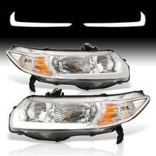 Load image into Gallery viewer, Honda Civic Coupe 2006-2011 LED DRL Bar Factory Style Headlights Chrome Housing Clear Len Amber Reflector
