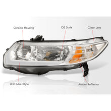 Load image into Gallery viewer, Honda Civic Coupe 2006-2011 LED DRL Bar Factory Style Headlights Chrome Housing Clear Len Amber Reflector
