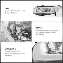 Load image into Gallery viewer, Honda Civic Coupe 2006-2011 LED DRL Bar Factory Style Headlights Chrome Housing Clear Len Clear Reflector
