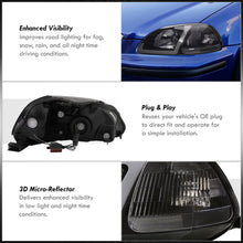 Load image into Gallery viewer, Honda Civic 1996-1998 LED DRL Bar Factory Style Headlights Black Housing Clear Len Clear Reflector
