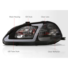 Load image into Gallery viewer, Honda Civic 1996-1998 LED DRL Bar Factory Style Headlights Black Housing Clear Len Clear Reflector
