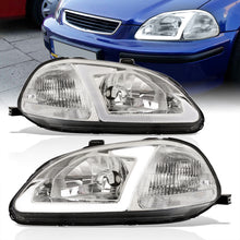 Load image into Gallery viewer, Honda Civic 1996-1998 LED DRL Bar Factory Style Headlights Chrome Housing Clear Len Clear Reflector
