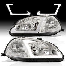 Load image into Gallery viewer, Honda Civic 1996-1998 LED DRL Bar Factory Style Headlights Chrome Housing Clear Len Clear Reflector
